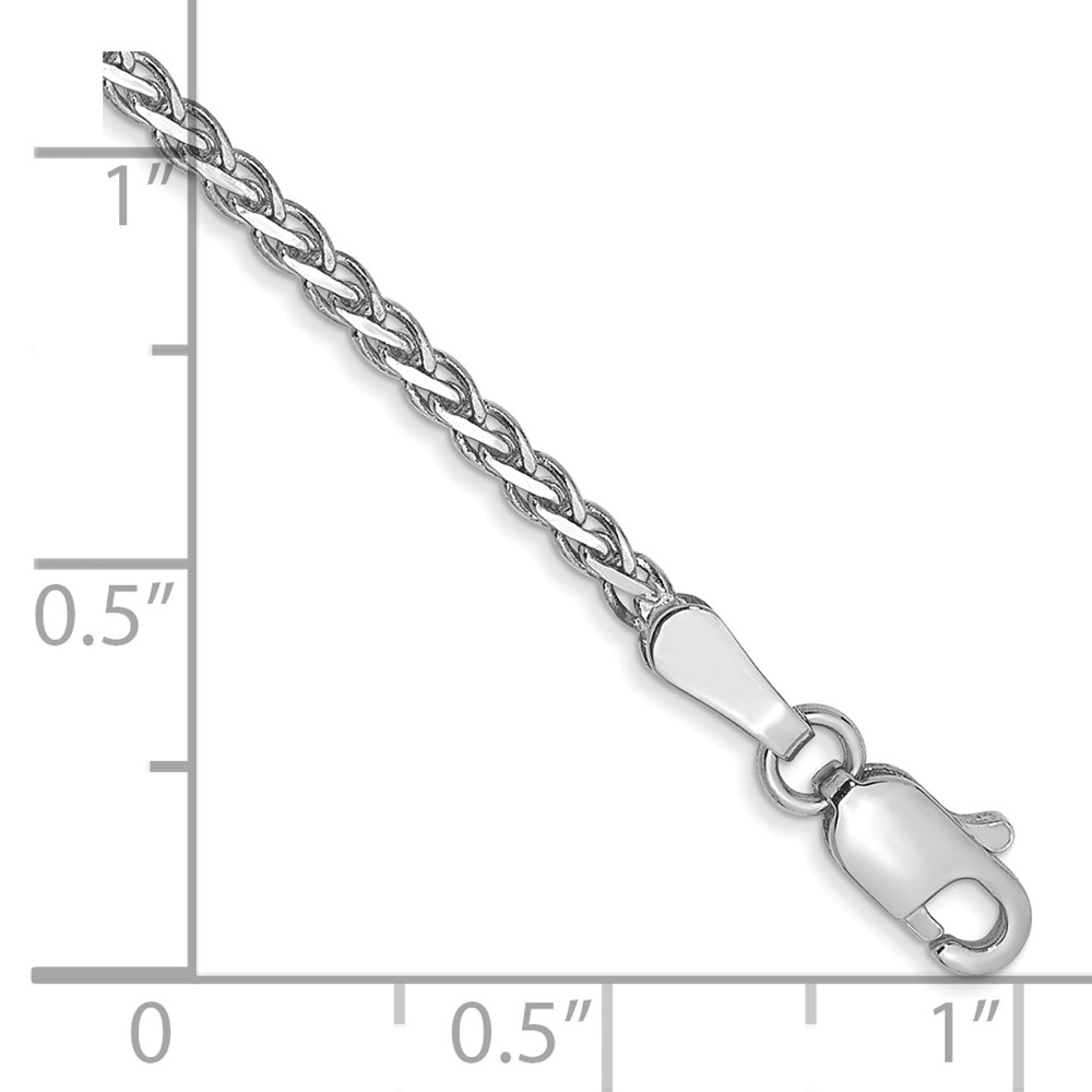 14K White Gold 7 inch 1.9mm Flat Wheat with Lobster Clasp Bracelet (WFW050-7)