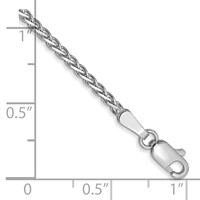 14K White Gold 1.9mm Flat Wheat Bracelet with Lobster Clasp, 7" view 2