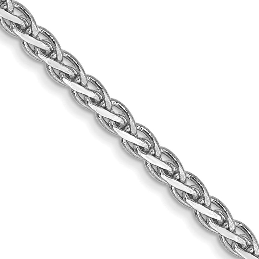 14K White Gold 24 inch 1.9mm Flat Wheat with Lobster Clasp Chain (WFW050-24)