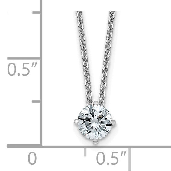 14kw 1.20ct. 7mm Round Moissanite Solitaire Pendant on cable chain