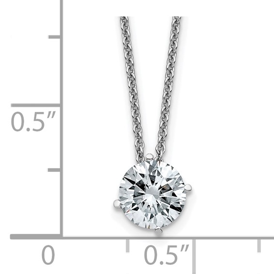 14kw 1.00ct. 6.5mm Round Colorless Moissanite Solitaire Pend on cable chain