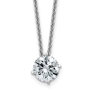14kw 1.00ct. 6.5mm Round Colorless Moissanite Solitaire Pend on cable chain