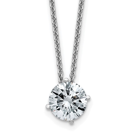 14kw 1.00ct. 6.5mm Round Colorless Moissanite Solitaire Pend on cable chain