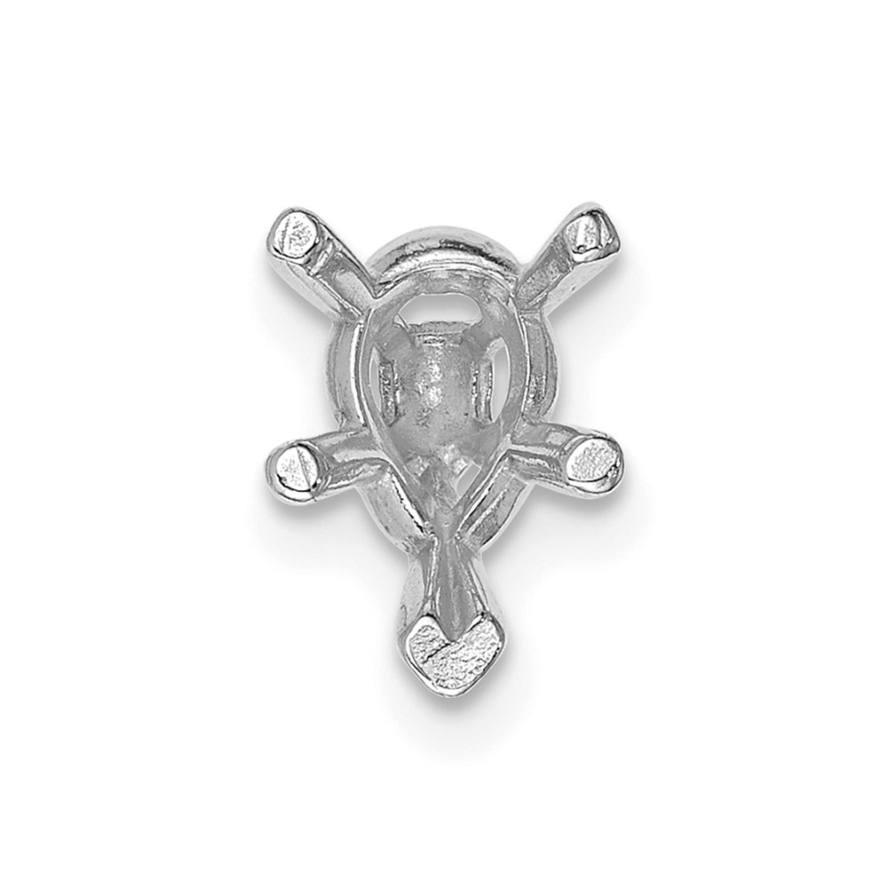 14K White Gold Pear 5-Prong V-End with Peg 8 X 5mm Setting