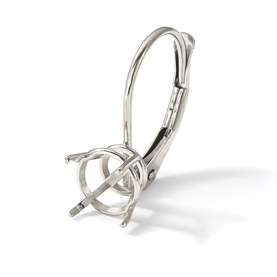 14k WG Single Round 6.0mm Cast Basket Leverback Earring Mounting