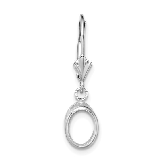 14k WG Single Oval 8 x 6mm Back-Set Dangle Leverback Earring Mounting