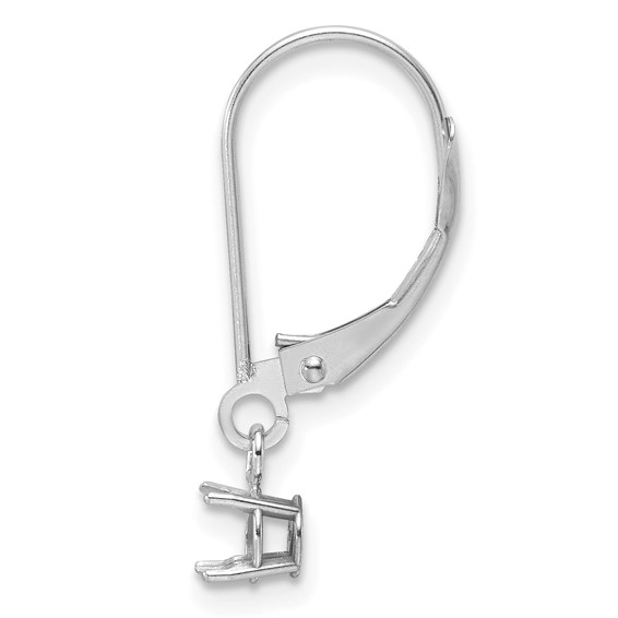 14k WG Single 5mm Round Dangle Basket Leverback Earring Mounting