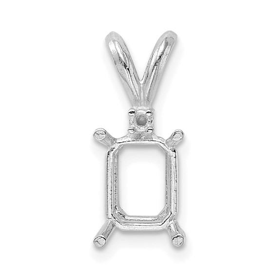 14kw Emerald 4-Prong w/ Diamond Accent 7 x 5mm Pendant Setting