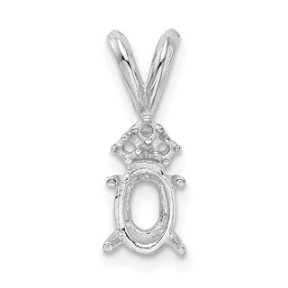 14kw Oval 4-Prong w/ 3 Diamond Accent 5 x 3mm Pendant Setting