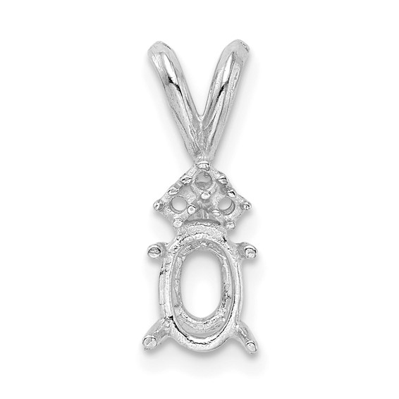 14kw Oval 4-Prong w/ 3 Diamond Accent 5 x 3mm Pendant Setting