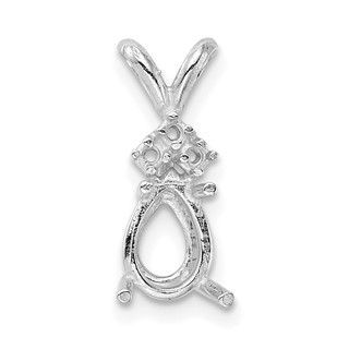 14kw Pear 4-Prong w/ 3 Diamond Accent 12 x 8mm Pendant Setting