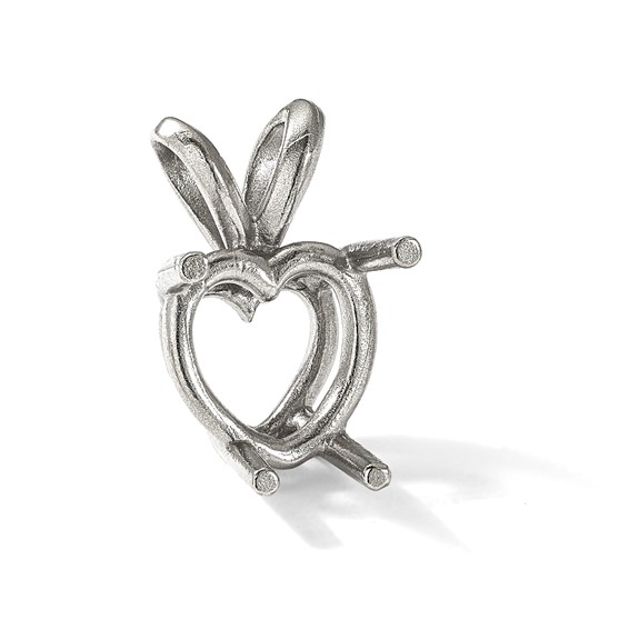 14kw Heart 4-Prong Cast Medium Weight 8.0mm Pendant Setting