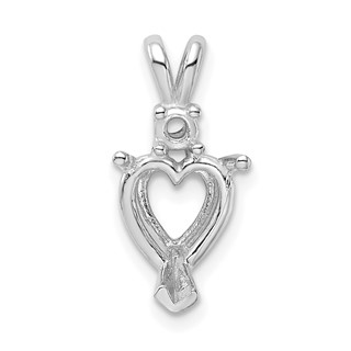 14kw Heart 3-Prong w/ Diamond Accent 6.0mm Pendant Setting
