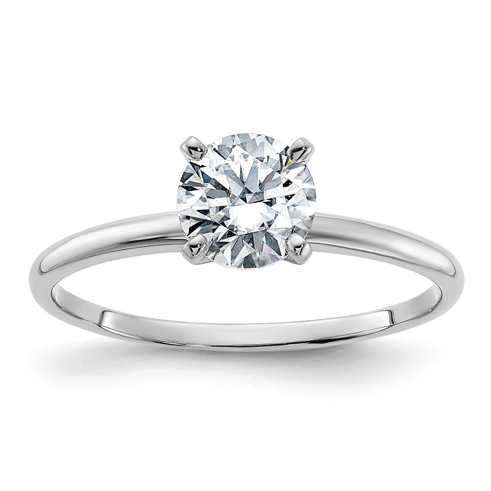 14K White Gold 0.75 Carat Lab Grown Diamond VS SI+ G+ Round Complete Solitaire Engagement Ring
