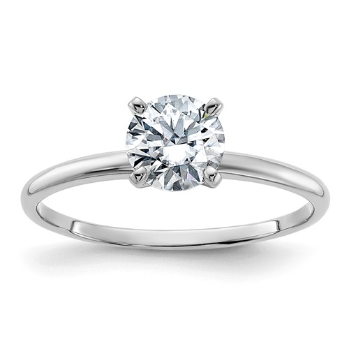14K White Gold 0.75 Carat Lab Grown Diamond VS+ F+ Round Complete Solitaire Engagement Ring