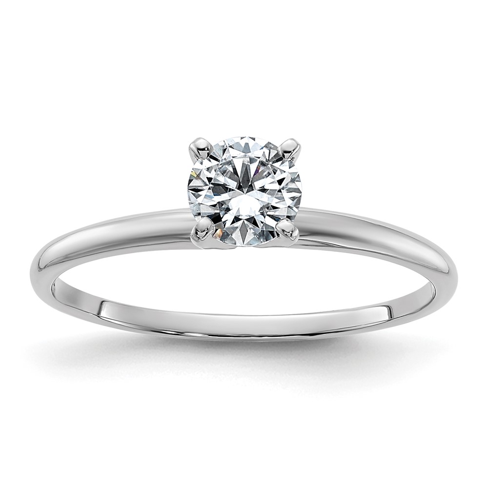 14K White Gold 0.50 Carat Lab Grown Diamond VS+ F+ Round Complete Solitaire Engagement Ring