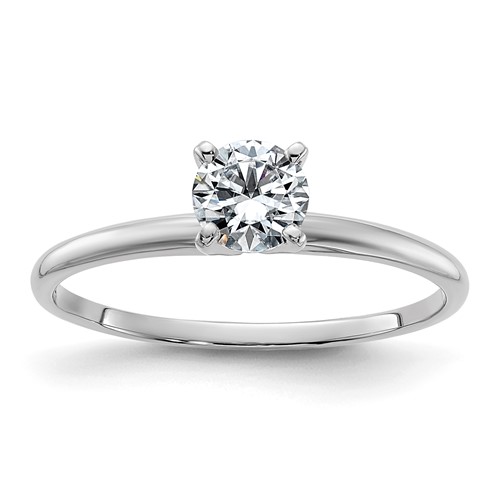 14K White Gold 0.50 Carat Lab Grown Diamond VS+ F+ Round Complete Solitaire Engagement Ring
