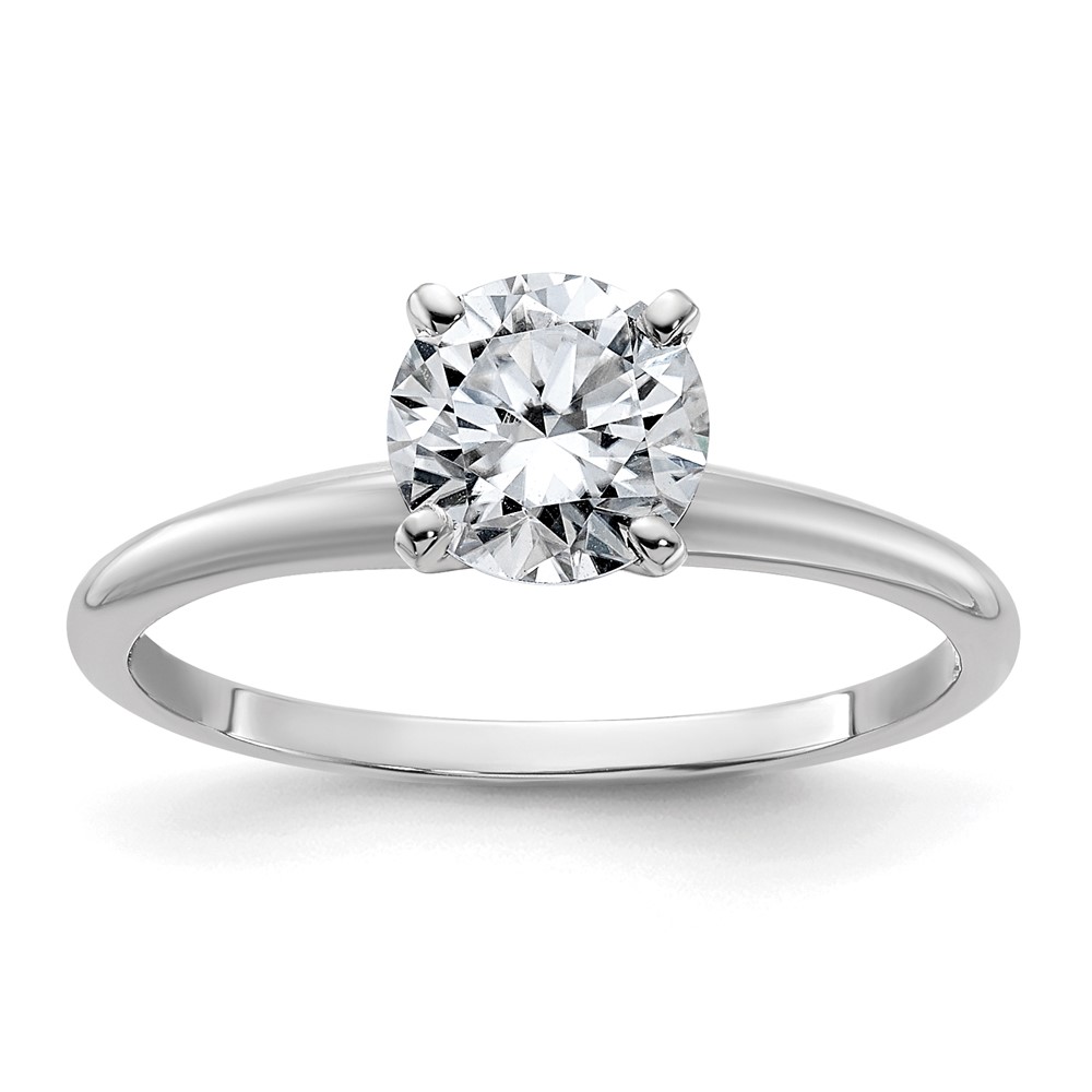 14K White Gold 1 Carat Certified Lab Grown Diamond VS+ F+ Round Complete Solitaire Engagement Ring