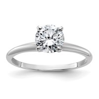 14K White Gold 1 Carat Certified Lab Grown Diamond VS+ F+ Round Complete Solitaire Engagement Ring view 1