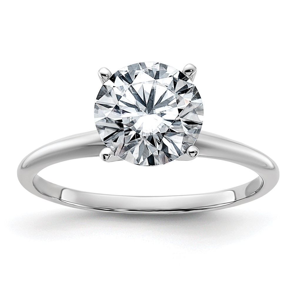14K White Gold 2 Carat Certified Lab Grown Diamond VS+ F+ Round Complete Solitaire Engagement Ring