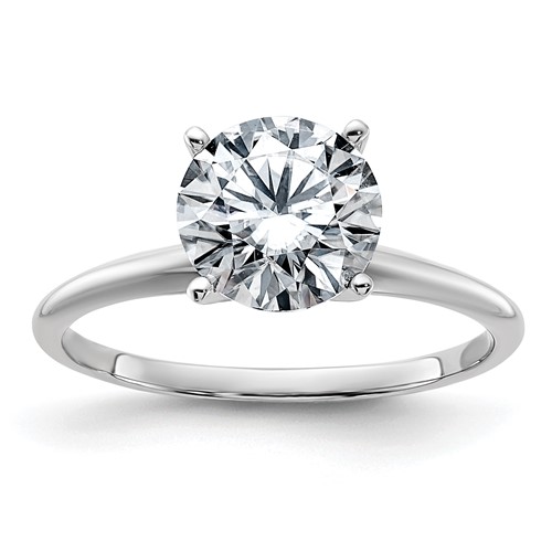 14K White Gold 2 Carat Lab Grown Diamond VS SI+ G+ Round Complete Solitaire Engagement Ring