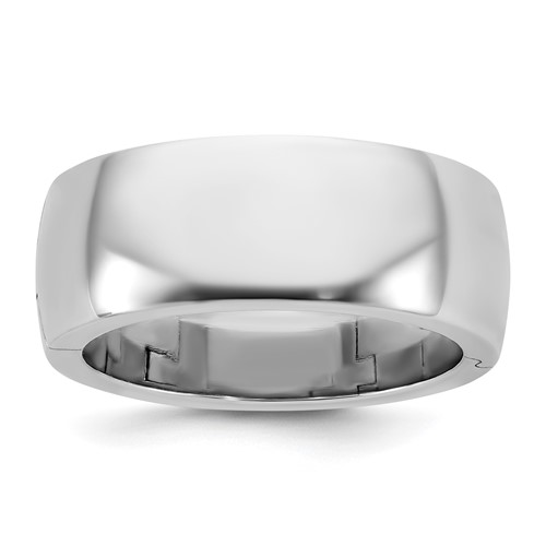 14K White Gold Cliq 8mm Hinged Half Round Wedding Band, Size 4