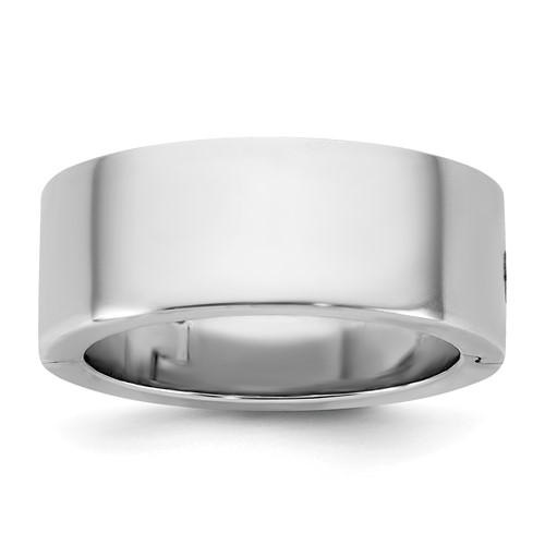 14K White Gold Cliq 8mm Hinged Flat Wedding Band, Size 4