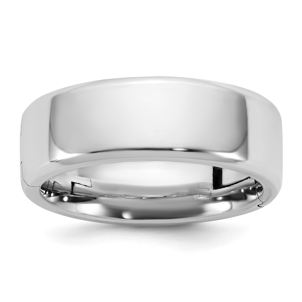 14K White Gold Cliq 7mm Hinged Beveled Edge Wedding Band