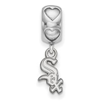 Sterling Silver Rh-plated LogoArt Chicago White Sox Logo Heart Bead view 2