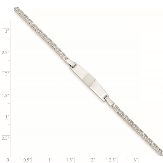 14k White Gold 7in Solid Polished Anchor Link ID Bracelet