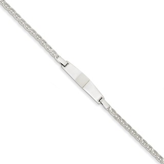 14k White Gold 7in Solid Polished Anchor Link ID Bracelet
