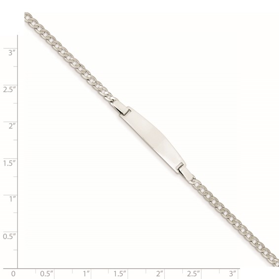 14k WG 7in Solid Polished Curb Link ID Bracelet