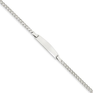 14k WG 7in Solid Polished Curb Link ID Bracelet