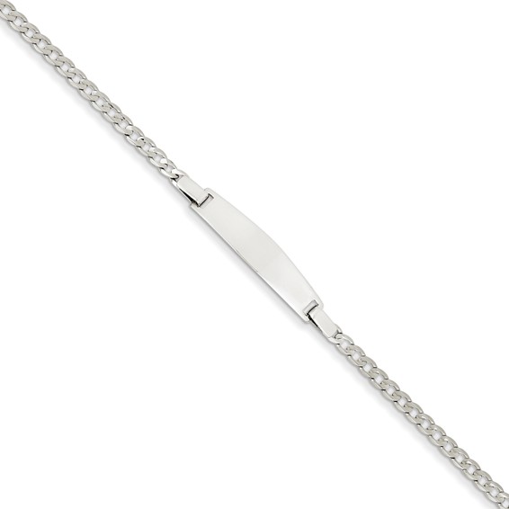 14k WG 7in Solid Polished Curb Link ID Bracelet
