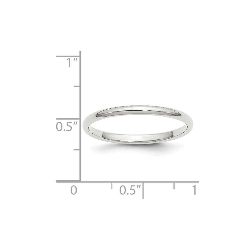 10k White Gold 2mm Half Round Wedding Band Size 8.5 (1WHR020-8.5)