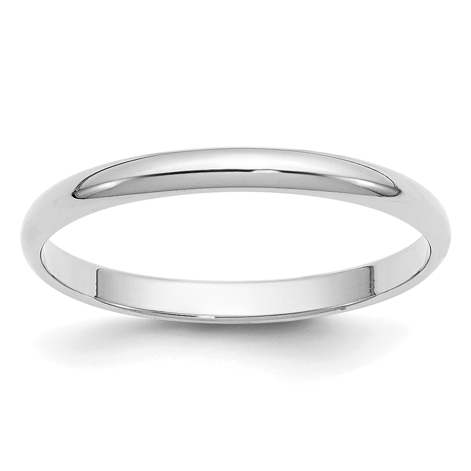 10k White Gold 2mm Half Round Wedding Band Size 10.5 (1WHR020-10.5)
