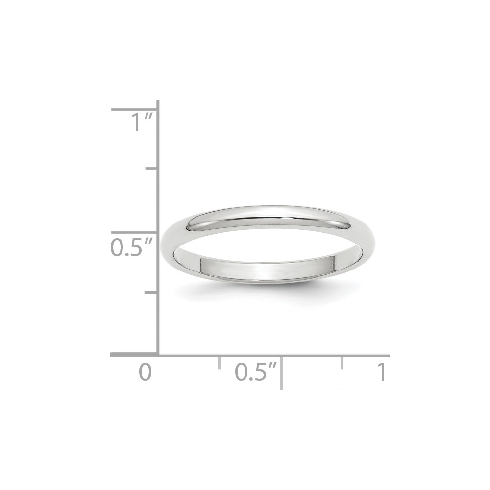 10k White Gold 2.5mm Half Round Wedding Band Size 7 (1WHR025-7)