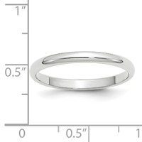 10K White Gold 2.5mm Half Round Wedding Band - Size 5 view 3