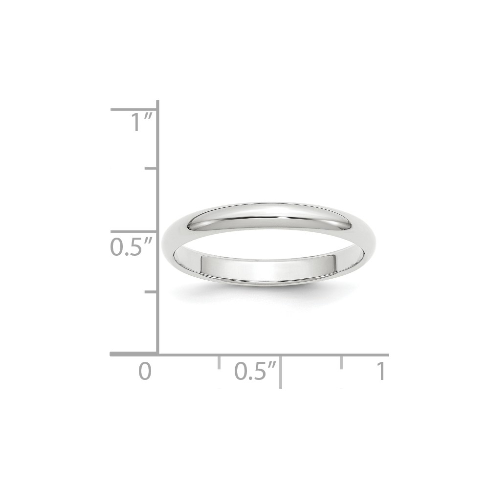 10k White Gold 3mm Half Round Wedding Band Size 8 (1WHR030-8)