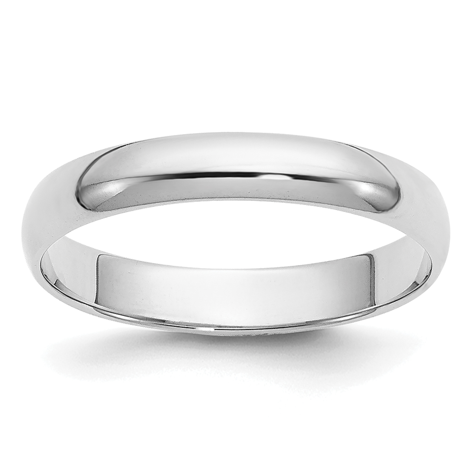 10k White Gold 3mm Half Round Wedding Band Size 10 (1WHR030-10)