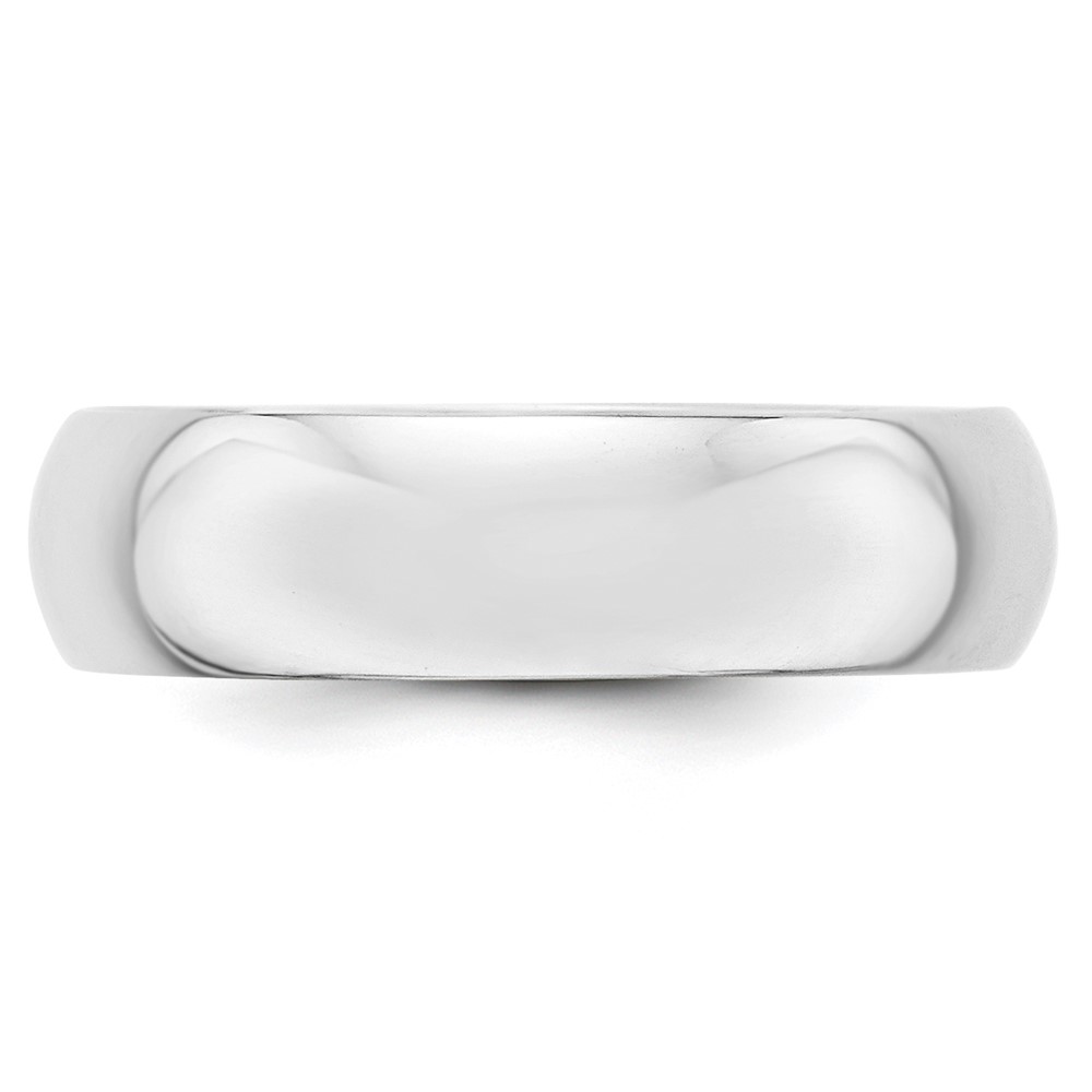 10k White Gold 6mm Half Round Wedding Band Size 10 (1WHR060-10)