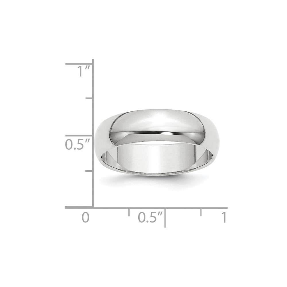10k White Gold 6mm Half Round Wedding Band Size 10 (1WHR060-10)