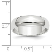 14K White Gold 6mm Half-Round Wedding Band - Size 4 view 3