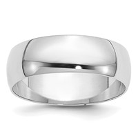 14K White Gold 6mm Half-Round Wedding Band - Size 4 view 1