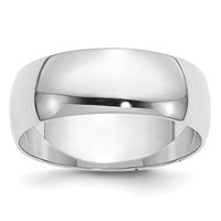 14K 6.5mm White Gold Half Round Band view 1