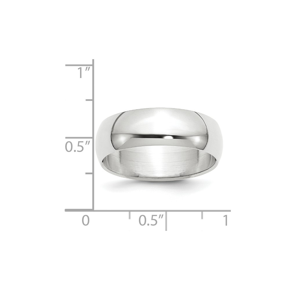 10k White Gold 7mm Half Round Wedding Band Size 12 (1WHR070-12)