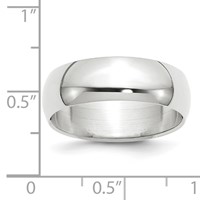 10K White Gold 7mm Half Round Wedding Band view 3