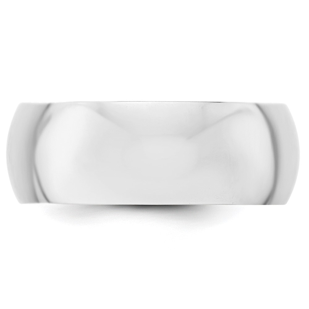 10k White Gold 8mm Half Round Wedding Band Size 10 (1WHR080-10)
