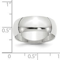 14K White Gold 8mm Half-Round Wedding Band view 3