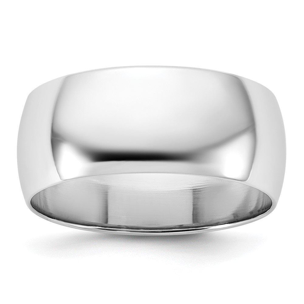 14K White Gold 8mm Half-Round Wedding Band
